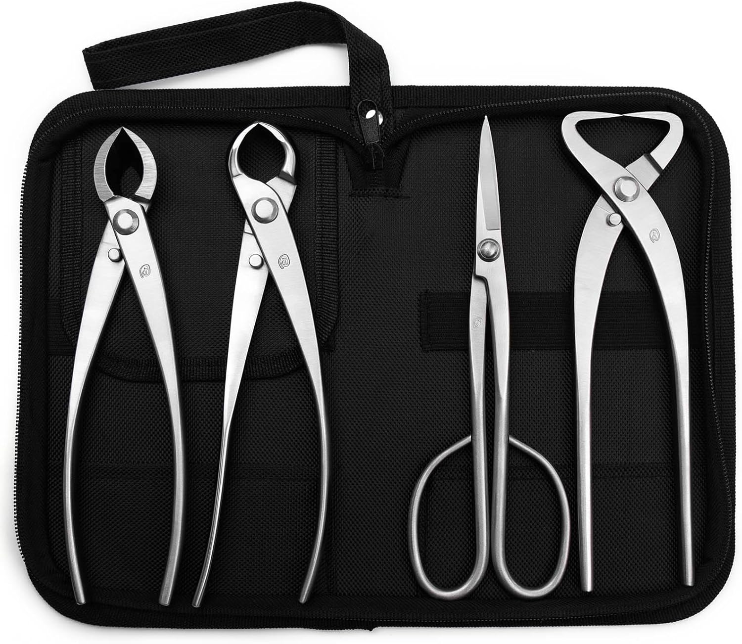 TianBonsai 4-PCS Bonsai Tool Set Including Concave Cutter Straight Edge Cutter Trunk Splitter And Bonsai Scissors Equip With Tool Bag