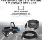40AY0090US Lenovo Thinkpad Docking Station Dual Monitor - Supports 4K Display  Thinkpad Dock with 90W Adapter  HDMI  DisplayPort  USB C Cables & Cloth - Lenovo Docking Station