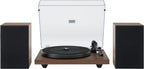 Crosley C62C Turntable HiFi System Record Player with Speakers  Adjustable Tonearm  Moving Magnet Cartridge  Bluetooth Receiver  40W Per Channel  and Anti-Skate  Walnut