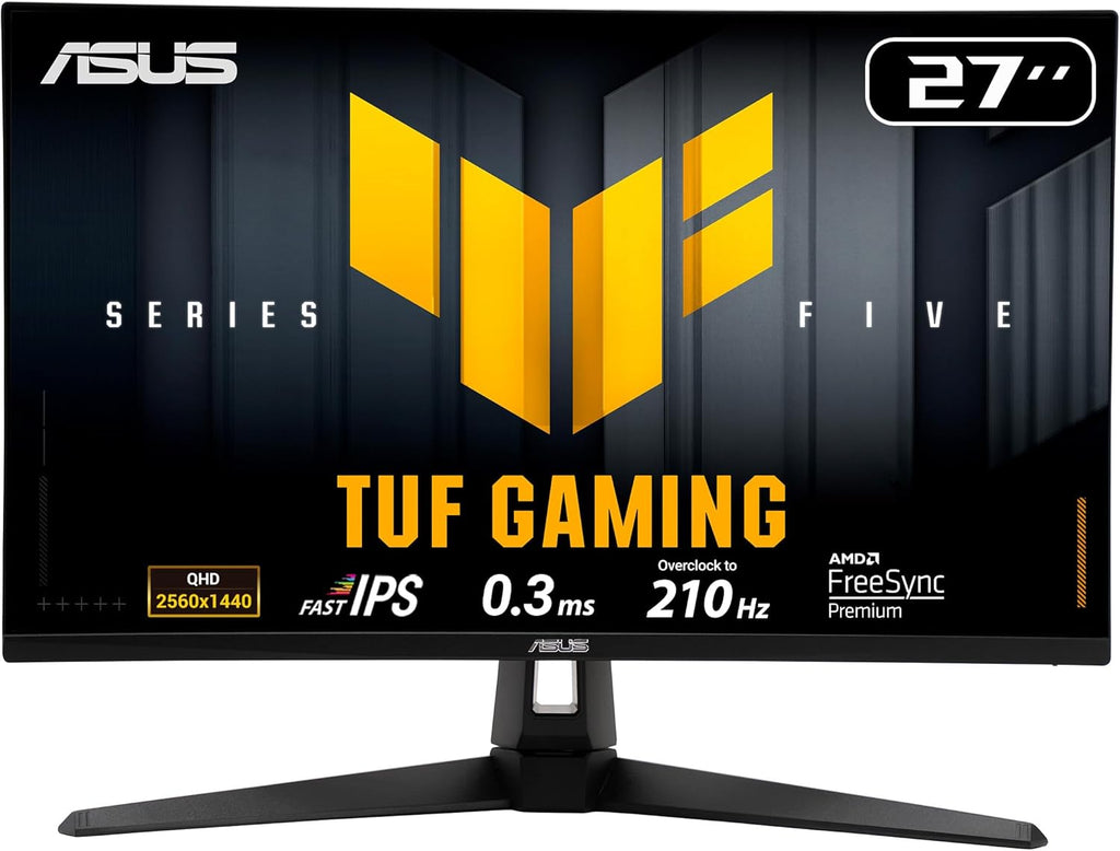 ASUS TUF Gaming 27” 1440P Monitor (VG27AQL5A) – QHD (2560 x 1440)  210Hz  0.3ms  Fast IPS  Extreme Low Motion Blur Sync  Speakers  DisplayWidget Center  Gaming AI  Height Adjustment  3 yr Warranty