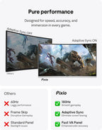 Pixio PXC278 Wave White 27 inch 180Hz Refresh Rate QHD 1440p Resolution 1650R Curved Fast VA Panel 1ms GTG Response Time Adaptive Sync HDR Curved Gaming Monitor