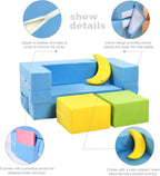 Elftopia Modular Kids Sofa,Toddler Couch Foam Armchair for Kids,Children Convertible Plush Sofa Play Set,Fold Out SofaBed(Dynami Color)