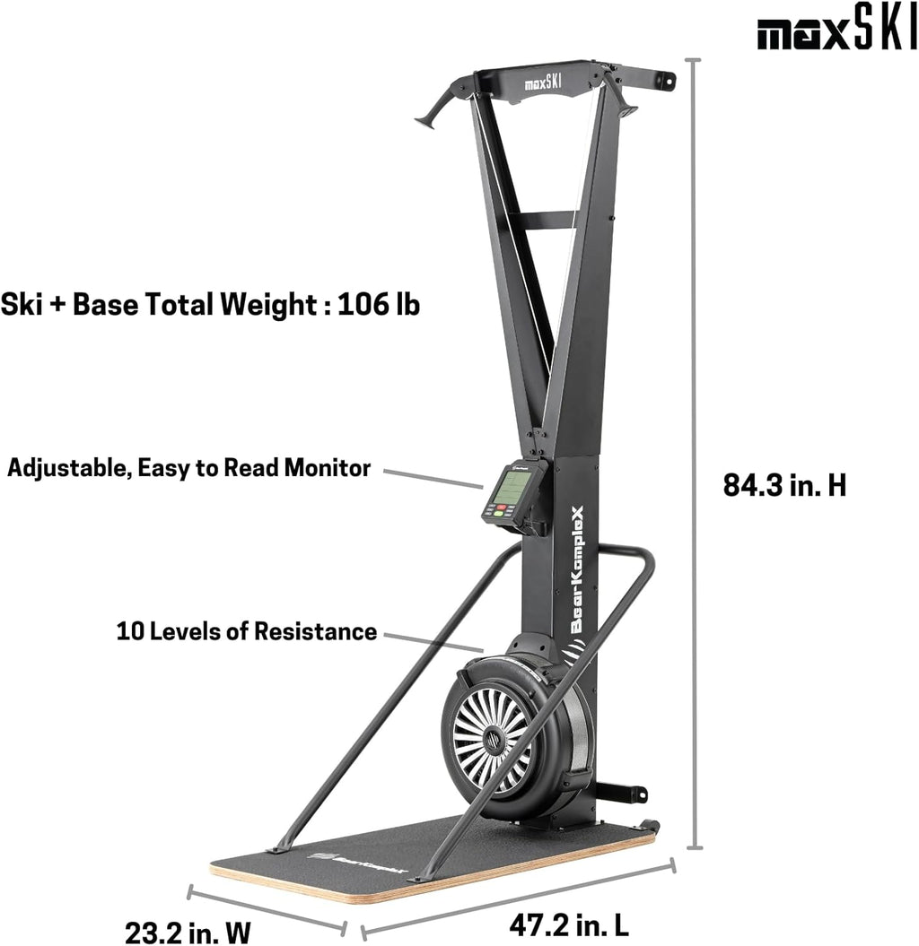 Bear KompleX MAX Trainer Machine - Indoor Trainer Equipment with Floor Stand and Wall-Mount Included, Full Body Workout Cardio, 10-Level Air Resistance System, Home Gym Fitness Equipment for Crossfit