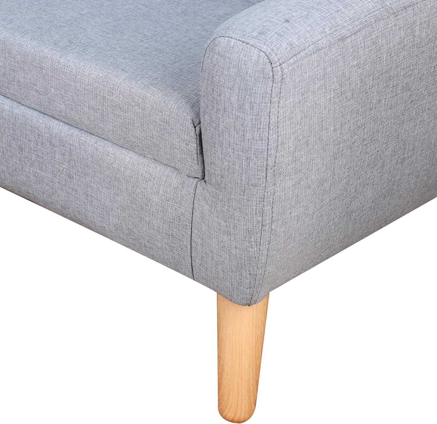 Qaba 2-Seat Kids Sofa, Toddler Sofa Couch, Linen-Like Fabric and Wooden Frame Sofa Chair for Ages 3-7, 11" High Seat, Gray