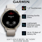 Wearable4U - Garmin Venu 3S GPS Smartwatch  AMOLED Display 41 mm Watch  Advanced Health and Fitness Features  Up to 10 Days of Battery  Sleep Coach  Ivory Case with White Earbuds Bundle