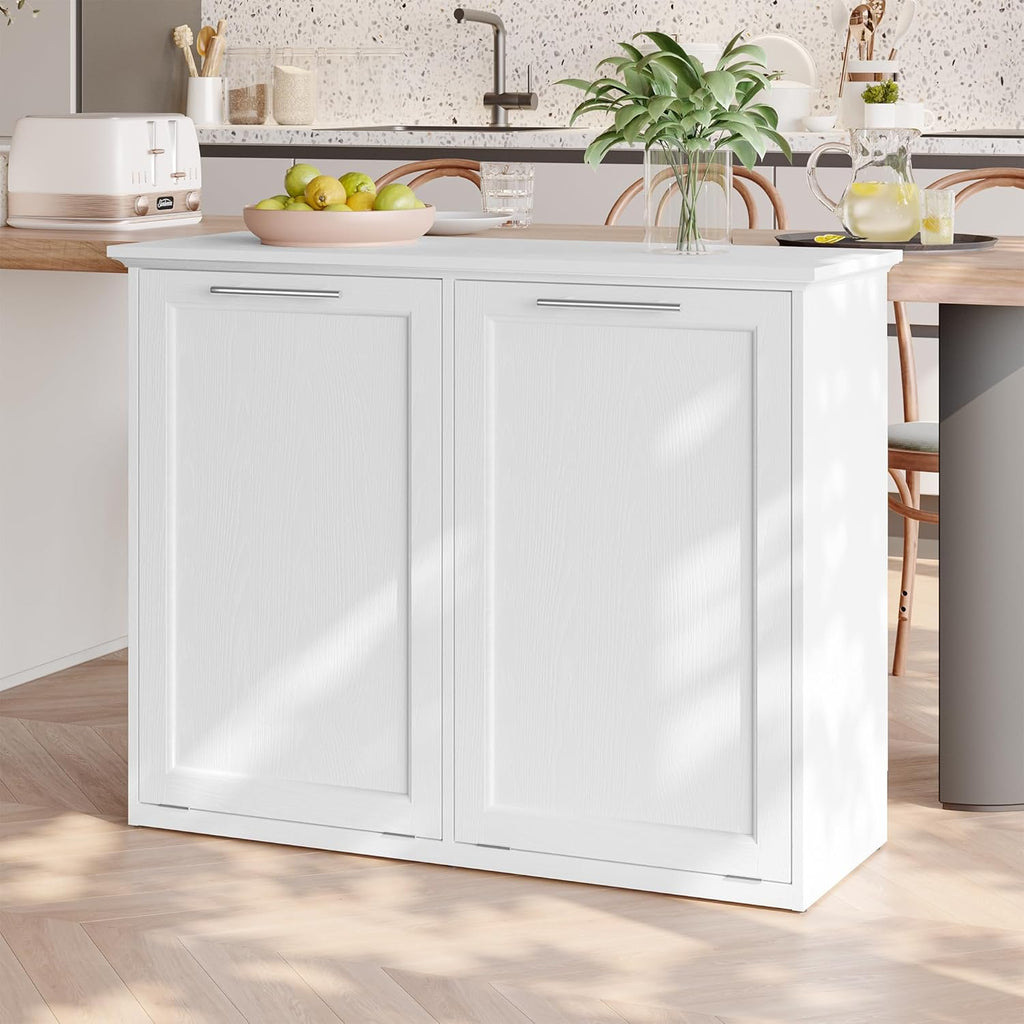 Tilt Out Trash Cabinet with Quick Installation and Deodorising Function, Wooden Trash Can Cabinet for Dining Room and Kitchen, White