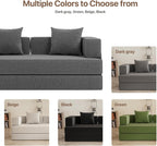4-in-1 Convertible Sofa Bed, 82“ Compression Sofa with Chenille Fabric Pull Out Sleeper Sofa with 2 Pillows & 4 Side Pockets for Living Room Bedroom Apartment, No Assembly Required, Dark Grey