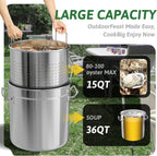36-Quart Stainless Steel Seafood Boil Pot with Lid,Crab, Lobster, Shrimp Boil Stock with Strainer, Turkey Fryer Pot, Stock Boiler Deep,Fried Cooker for Commercial Outdoors