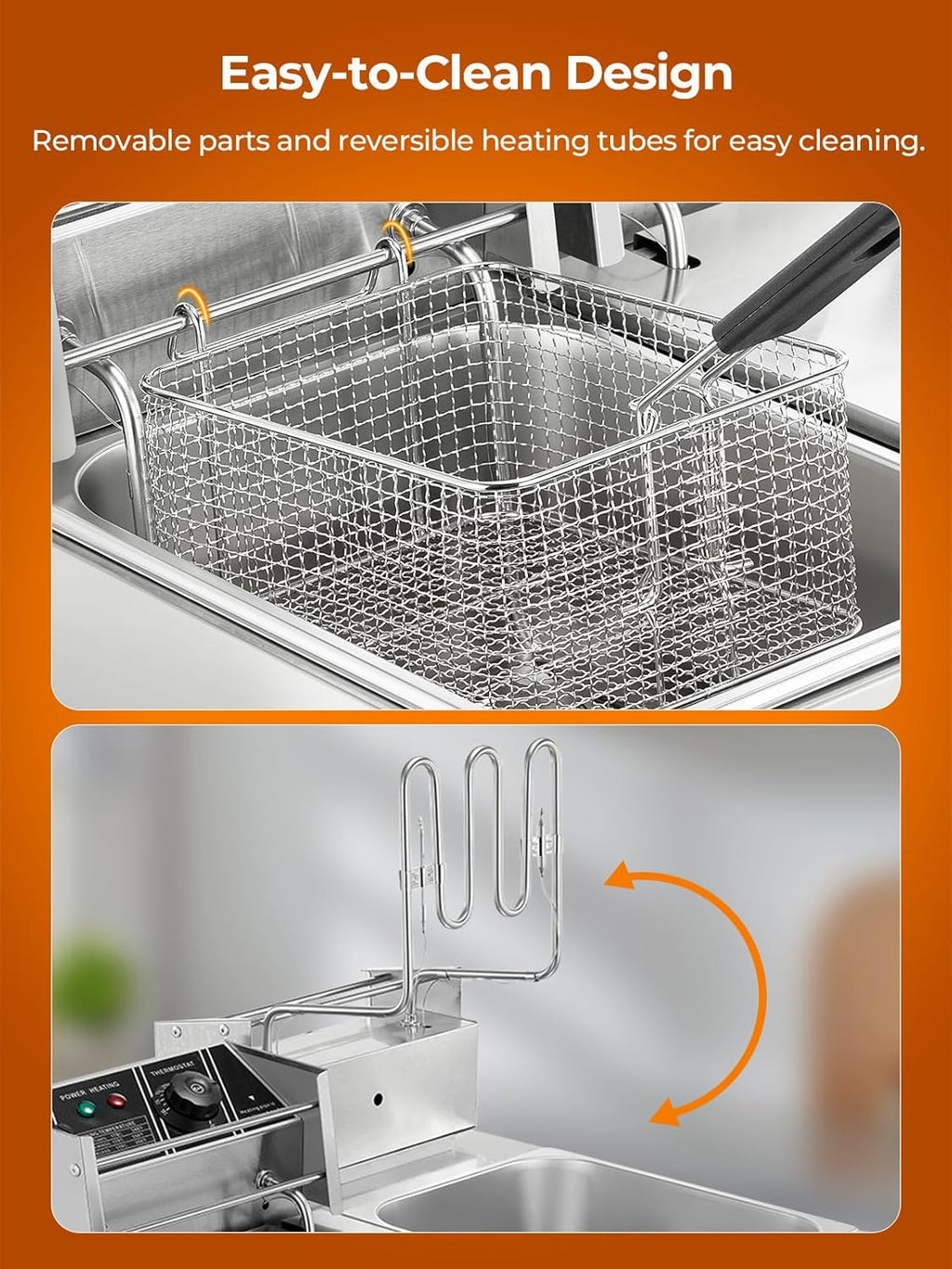 Commercial Deep Fryer, 3400W Electric Countertop Fryer with 2 Baskets & Lids, 22.8QT Dual Tank Stainless Steel Deep Fryer for Restaurant, Food Truck, Party