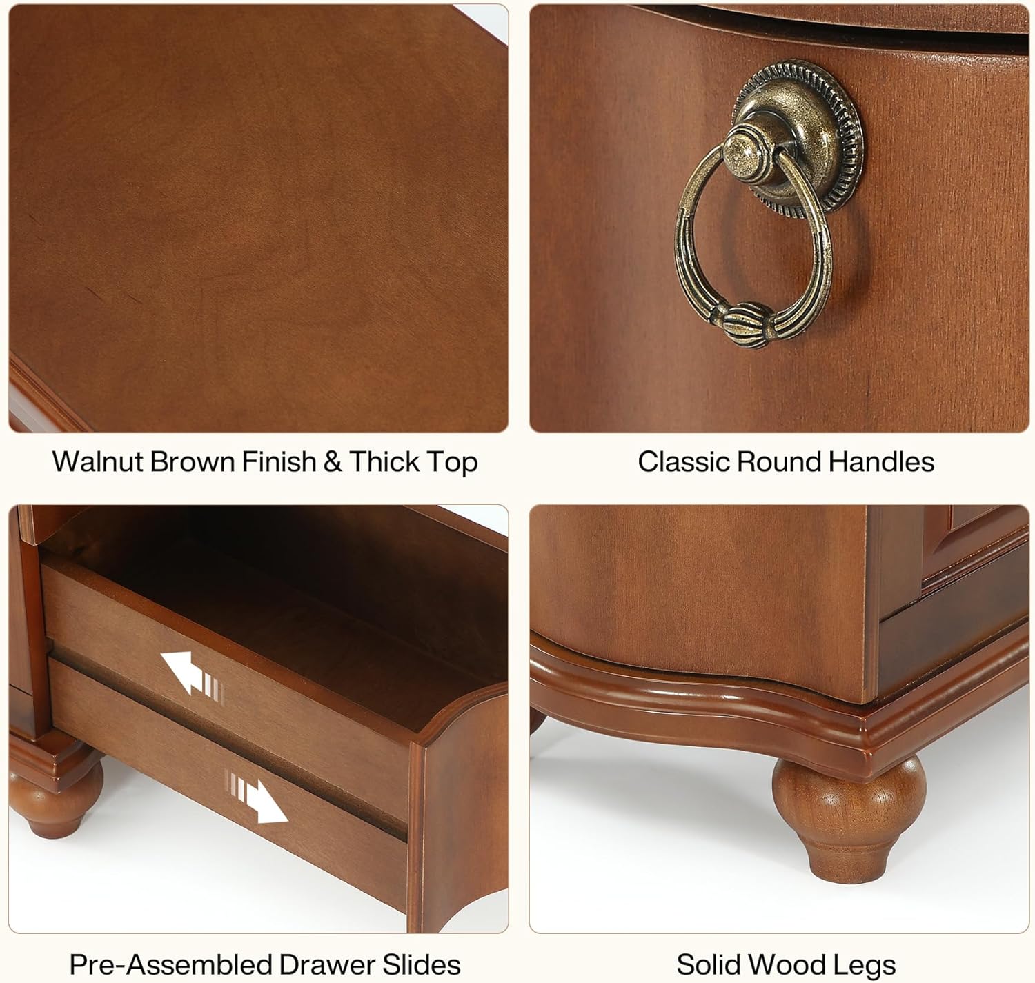 Tribesigns Wood End Table Set of 2, Fully Assembled Narrow Slim Side Table, No Assembly Required, Nightstand for Bedside, Small Spaces, Living Room, Bedroom, Walnut Brown