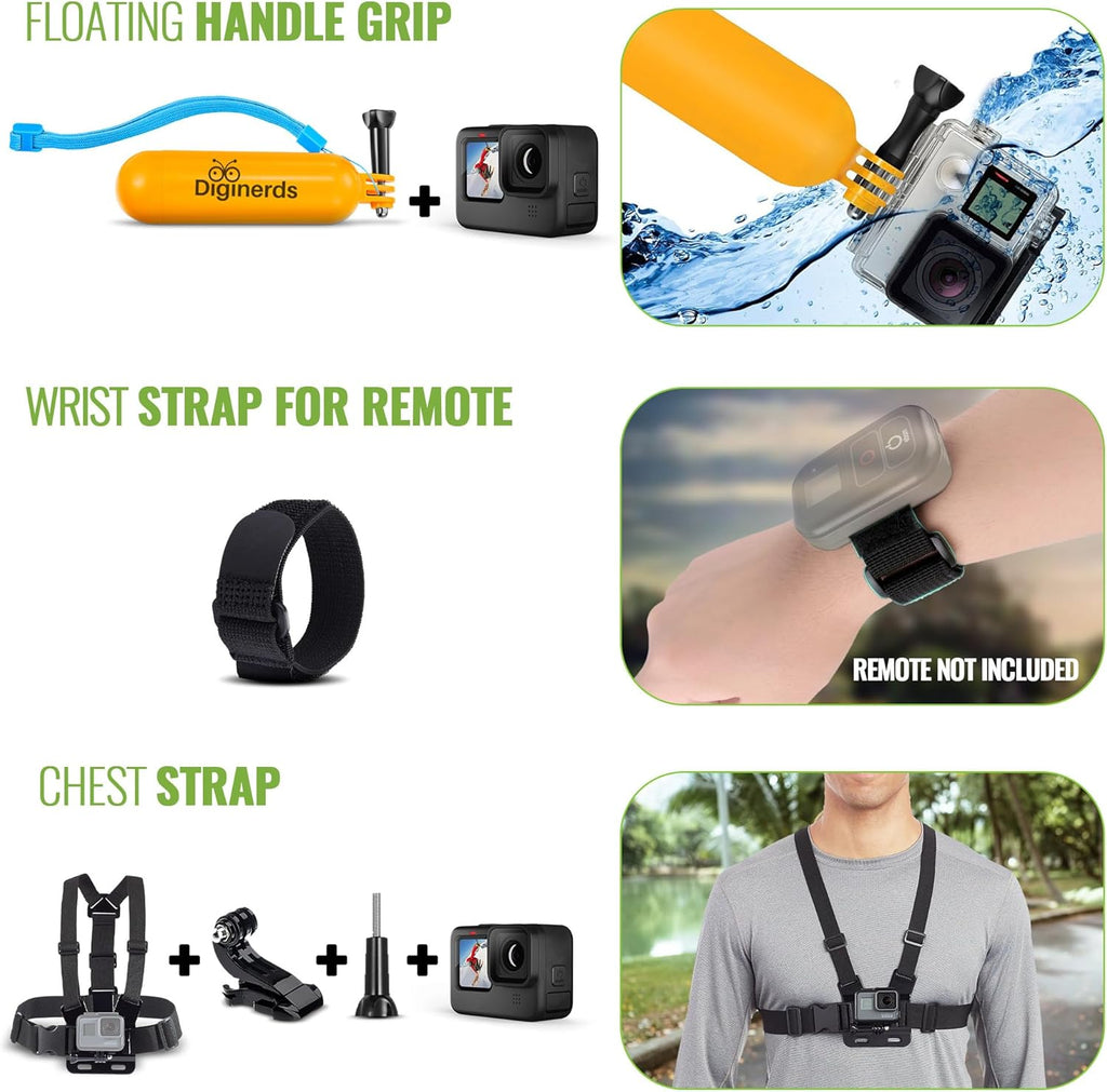 GoPro HERO12 (Hero 12) Black - Waterproof Action Camera with 5.3K HDR Video  27MP Photos  1/1.9" Image Sensor  Live Streaming  Webcam  Stabilization + 64GB Card & 50 Piece Accessory Kit - Bundle