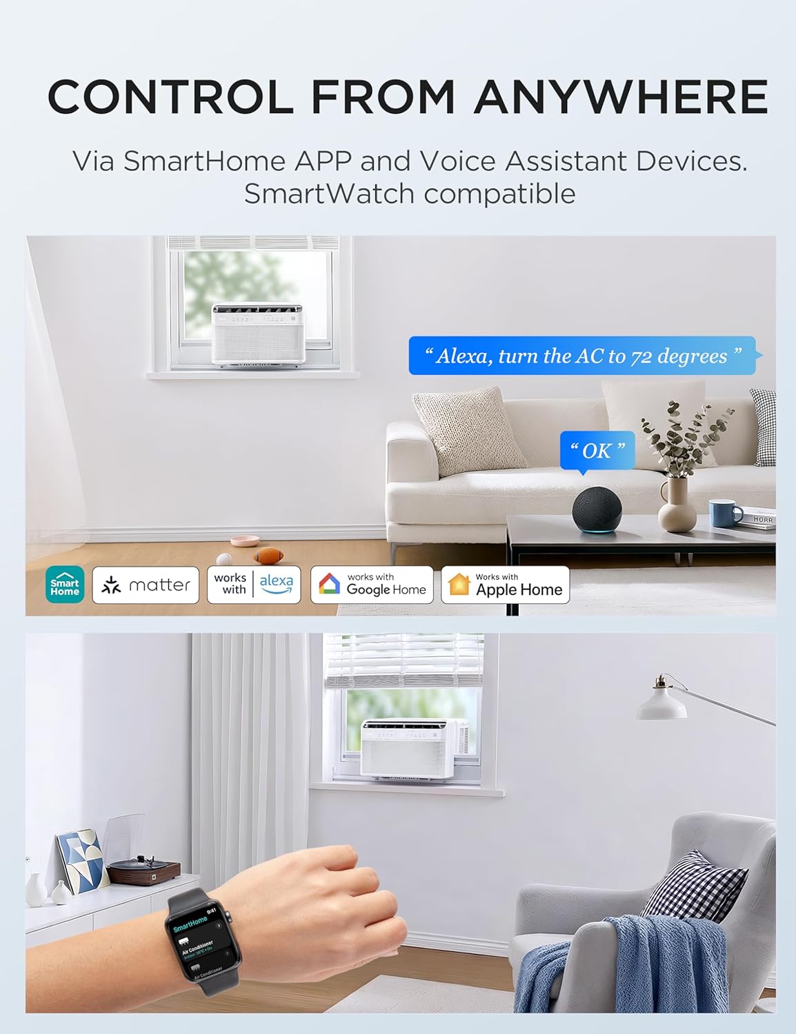 Midea 8,000 BTU U Shaped Smart Inverter Window Air Conditioner - Cools 350 Sq Ft, Ultra Quiet with Open Window Flexibility - Alexa/Google Assistant Compatible - 37% Energy Savings, Remote (Updated)