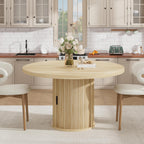 Garvee 47 Inch Round Dining Table for 4, Kitchen Table with 2-Layer Storage Shelf and a Drawer, Farmhouse Circle Dinner Table for Dining Room, Kitchen, Living Room (Table Only), Natural