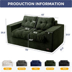 MAXYOYO Loveseat Sofa Couch for Living Room, Boneless Couch with Tufted Cushion & Backrest, Upholstered Floor Sofa for Adults, No Assembly Required, Dark Green