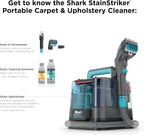 Shark StainStriker Portable Carpet & Upholstery Cleaner with On-Board Self-Cleaning, Spot, Stain, & Odor Eliminator, Includes 2 Cleaning Tools, 2 Cleaning Solutions, Charcoal, PX221BRN