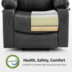 MCombo Electric Power Lift Recliner Chair Sofa with Massage and Heat for Elderly, 3 Positions, 2 Side Pockets, and Cup Holders, USB Ports, Faux Leather 7040 (Grey, Medium)