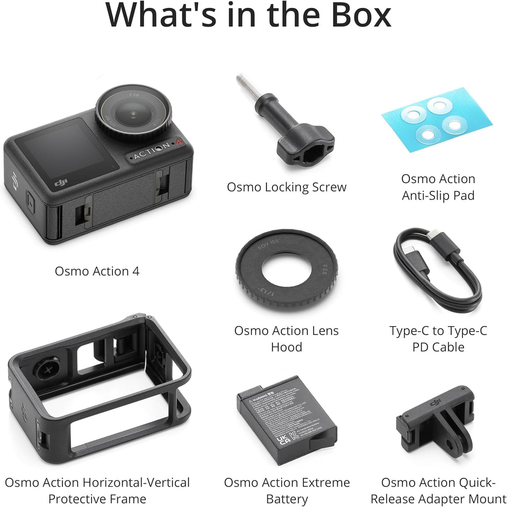 DJI Osmo Action 4 Essential Combo  4K/120fps Waterproof Action Camera with a 1/1.3-Inch Sensor  Stunning Low-Light Imaging  10-bit & D-Log M Color Performance  Long-Lasting 160 Mins  Outdoor Camera