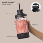 Beast Mega 1200 Plus | Premium Countertop Blender | Smoothies, Shakes, Sauces, Dips, Soups | Blends Ice and Frozen Fruit | XL Vessel | With Extra Vessels, Straw System | 1200W | (Carbon Black, 120V)