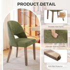 Wooden Dining Chairs Set of 6, Upholstered Modern Chenille Dining Room Chair Kitchen Chairs, Comfy Farmhouse Dinner Chair for Kitchen Dining Room, Green