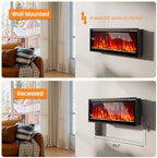 50” Smart Electric Fireplace with Voice Control, Realistic Flame, Crackling Sound, Wall Mounted or Recessed Fireplace Insert, App/Remote Control, Logs & Crystals Included for Living Room,Bedroom