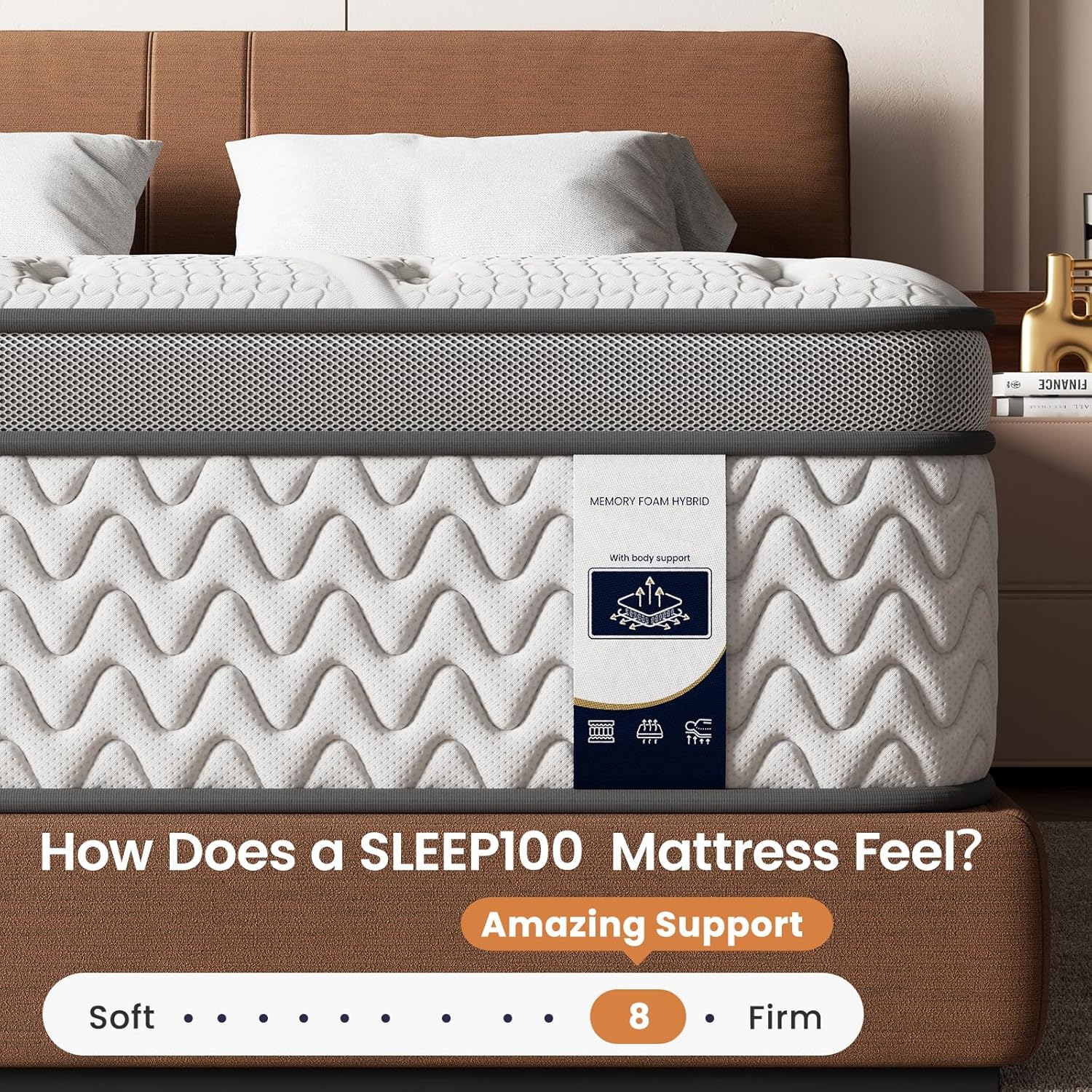 King Mattress, 14 Inch 5-Zone Deep Sleep Firm Mattress with Extra Lumbar & Shoulder Support, Hotel Collection Hybrid Mattresses, Fiberglass Free & No Odor - 365 Nights Trial