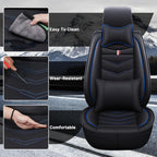 Car Seat Cover 6 Seats for Ford Explorer 2000-2025, Waterproof Durable Premium Leather Car Seat Protector, Comfortable Anti-Slip Stylish Sport Seat Cover(6 Seats Luxury,Black Blue)