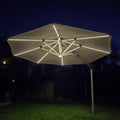PURPLE LEAF 11ft Solar powered LED Patio Umbrella Outdoor Round Umbrellas Large Cantilever Umbrella with LED lights Windproof Offset Umbrellas Heavy Duty for Garden Deck Pool Patio, Beige