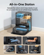 eufy Robot Vacuum C28 for Pet Hair, 15,000 Pa Suction, HydroJet™ Self-Cleaning Roller Mop, DuoSpiral Anti-Tangle Brush, All-in-One Auto-Empty Station, AI Obstacle Avoidance