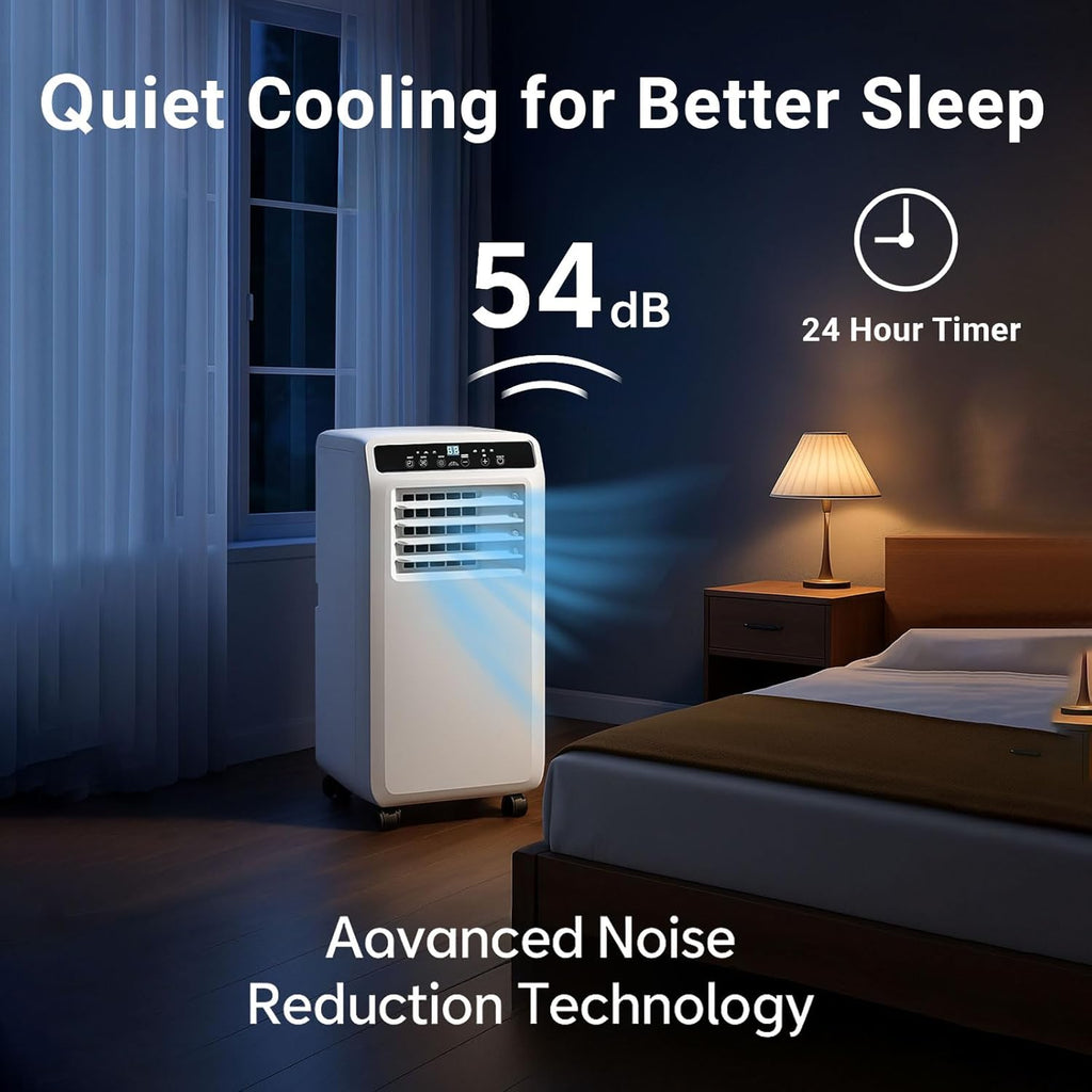 Erivess 8,000 BTU Portable Air Conditioner, 3 in 1 AC Unit with Built-in Cool, Dehumidifier & Fan Modes for Room up to 400sq.ft, with Remote Control, 24 Hour Timer, Installation Kits