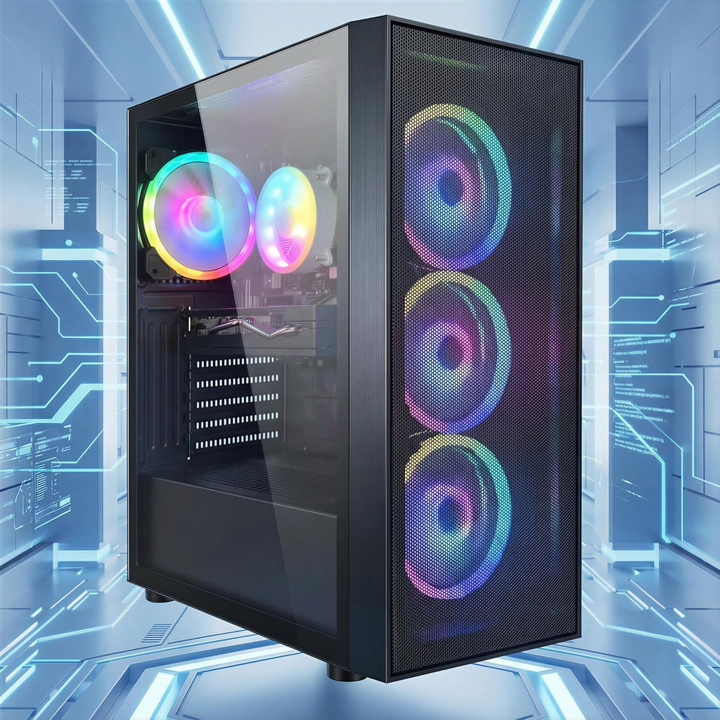 STGAubron Gaming PC Computer Desktop  Radeon RX 580 8G  Intel Core I7 8th up to 4.1GHz  16G DDR4  1T SSD  WiFi 6 & BT 5.2  RGB Fan x4  Windows 11 Home
