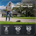 Greenworks 60V 8" Brushless Cordless Edger with 2.0Ah Battery & Charger – Tool-Free Depth Adjustment  Lightweight Lawn Edging Tool  4-Year Warranty