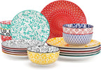 vancasso SELENE Plates and Bowls Set for 6, 18 Pieces Dinnerware Sets, Mircowave and Dishwasher Safe Dishes Set, Porcelain Muted Dinnerware