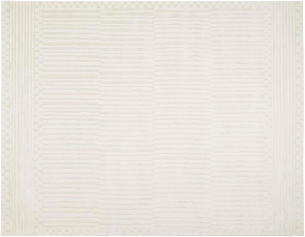 Revival Rugs Soloba 7'10"x10' Washable Area Rug for Living Room Bedroom - 100% Recycled Oeko-TEX Certified, Medium Pile, Beige, Cream