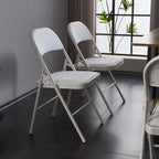 Karl home 6 Pack White Folding Chairs with Padded Seats for Outdoor & Indoor, Portable Stackable Commercial Seat with Steel Frame for Events Office Wedding Party, 330lbs Capacity