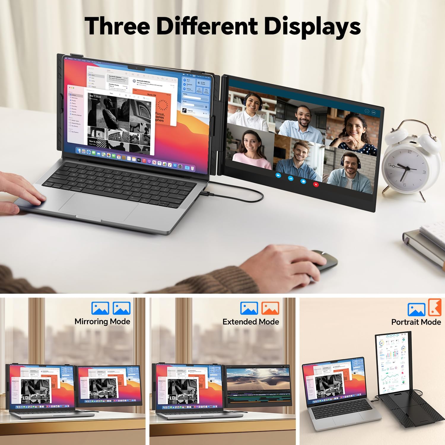 14.2" Laptop Screen Extender  0.17" Ultra-Thin FHD 1080P IPS Portable Monitor for Laptop  Dual Screen Travel Monitor Extender  Plug-Play for Windows/Mac/Chrome  Fit 13”-17.3” Laptops