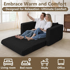 HABUTWAY Folding Sofa Bed, 2 in 1 Convertible Sleeper Chair with Pillow, Portable Fold Out Chair Bed with Armrest, Comfy Floor Couch, Lazy Sofa for Living Room Bedroom Dorm Home Office, Black