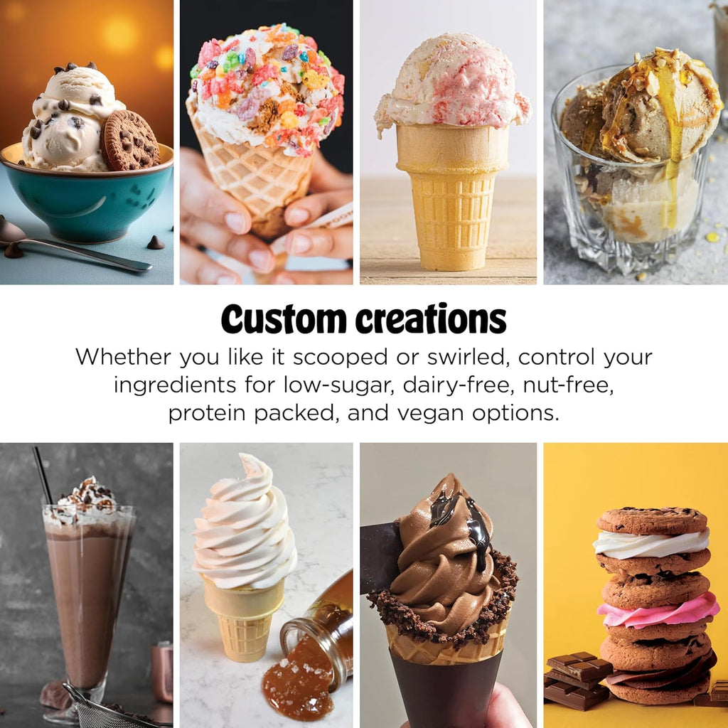 Ninja CREAMi Scoop & Swirl Ice Cream and Soft Serve Maker, Oprah's Favorite Things 2025, 13 Programs, Soft Serve Handle & (4) CREAMi 2-in-1 16oz Pints, Gift for Kids & ALL ages, NC701