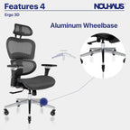 Nouhaus Ergo3D Ergonomic Office Chair Lumbar Support Mesh Office Chair with 4D Adjustable Armrest, Adjustable Headrest and Wheels, Mesh High Back Home Office Desk Chairs(Black)