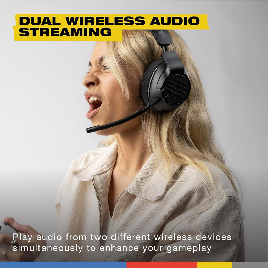 Skullcandy Crusher PLYR 720 Wireless Gaming Headset  Ultimate Immersion and Comfort  THX Spatial Audio  Multi-Sensory Bass and Platform- Digi-Black  Removable Mic  PC  PlayStation  Nintendo