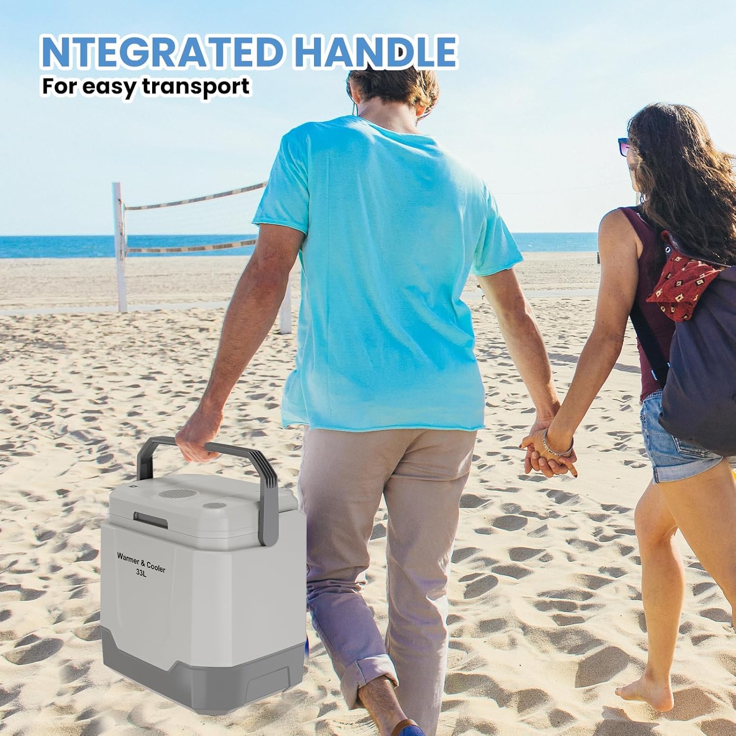 12 Volt Refrigerator, 35 Quart Car Fridge, Electric Cooler & Warmer 32℉~131℉, Portable Freezer Compressor Cooler with Integrated Handle, 12DC 110-240 AC, Car Cooler for Vehicle, Boat
