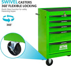 5 Drawers Tool Cart on Wheels, Multifunctional Rolling Tool Chest, Drawers Mobile Trolley Organizer Heavy Duty Tools Box with Locking Wheels & Ball Bearing Drawers (Green, 5 Drawers)