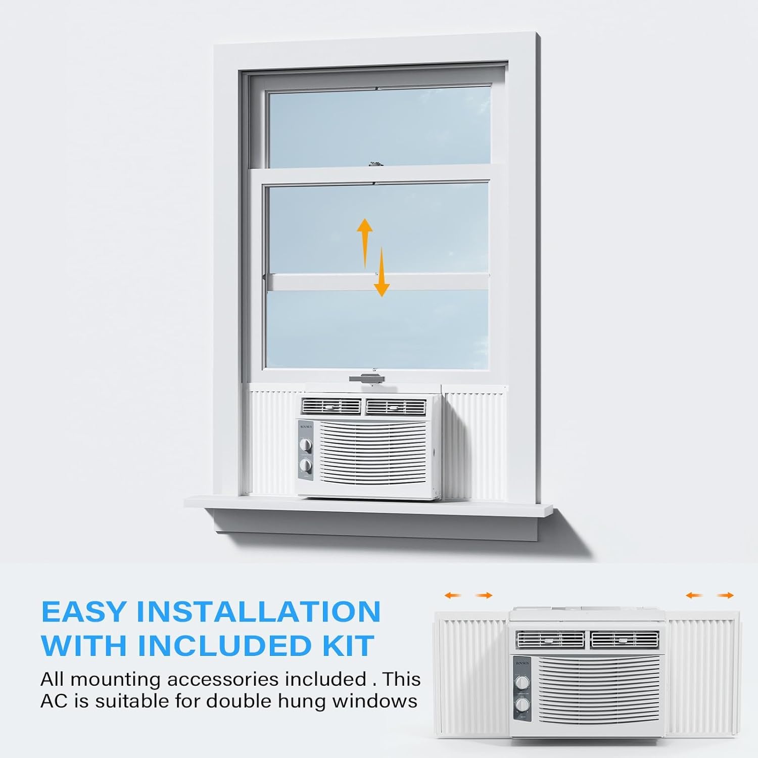 ROVSUN 5000 BTU Window Air Conditioner, Window AC Units with Mechanical Controls & Easy Install Kit, Ideal for Rooms up to 150 Square Feet, 115V/60Hz, White
