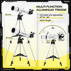 Telescope 90mm Aperture 700mm with Vertisteel AZ Mounting Slow-Motion Mount  High Power Telescopes for Adults Astronomy  Easy for Beginners  with Carry Bag Wireless Remote Control  Phone Adapter White