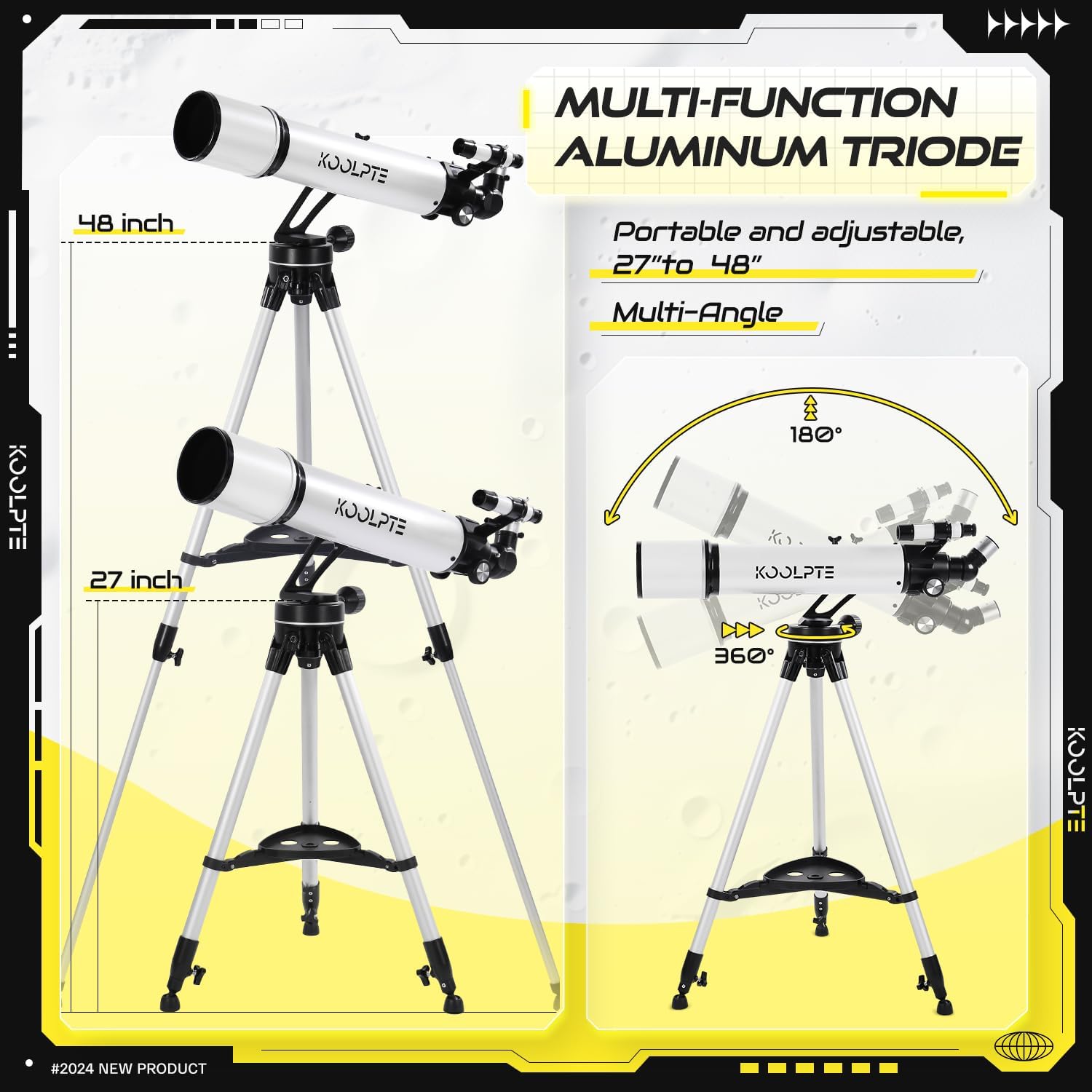 Telescope 90mm Aperture 700mm with Vertisteel AZ Mounting Slow-Motion Mount  High Power Telescopes for Adults Astronomy  Easy for Beginners  with Carry Bag Wireless Remote Control  Phone Adapter White