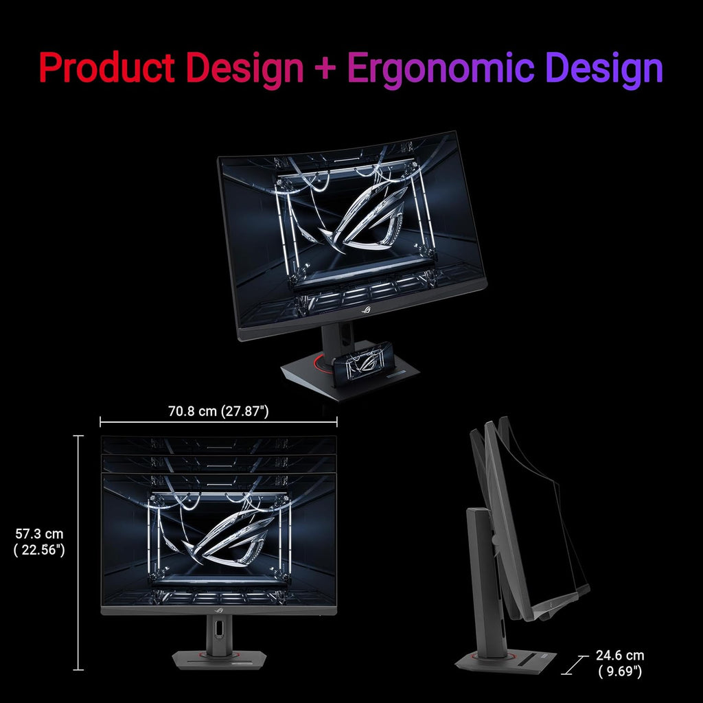 ASUS ROG Strix 32” 1440P USB-C Curved HDR Gaming Monitor (XG32WCS) - QHD  180Hz  1ms  Fast VA  Extreme Low Motion Blur Sync  FreeSync  DisplayWidget  Tripod Socket  AI Technology  3 yr Warranty