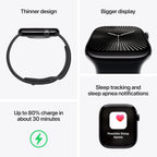 Apple Watch Series 10 GPS + Cellular  46mm - Jet Black Aluminum Case with Black Sport Band  M/L (Renewed)