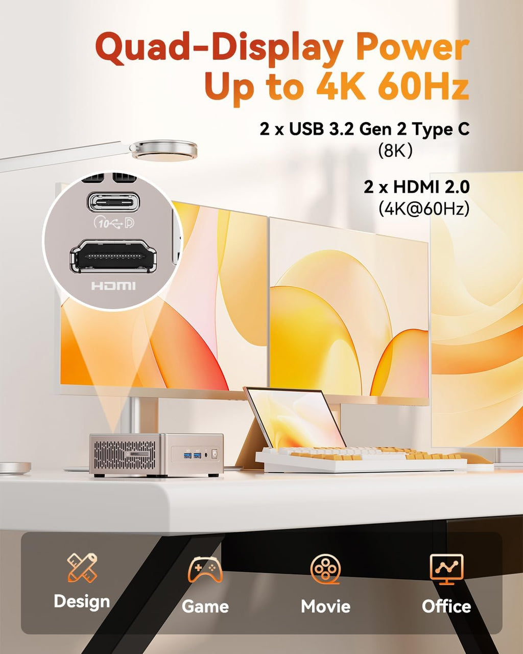 GEEKOM A5 Mini PC (3-Year Coverage) with AMD Ryzen 5 7430U  16GB RAM(Expandable  Not LPDDR)  512GB NVMe SSD  Windows 11 Pro Desktop Computer  8K Quad Display  HDMI 2.0  SD 4.0 Slot  Bunsiness Home
