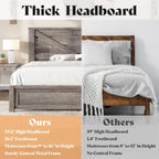 AMERLIFE King Size Farmhouse Bed Frame with 49.2" Barn Door Headboard, Platform Bed Frame with Wood Slats, Under Bed Storage Space, Easy Assembly, Noisy Free, Rustic Gray