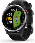 Garmin Approach® S44  Essential Golf GPS Smartwatch  AMOLED Display  On-Course Features  Silver Aluminum Bezel with Black Silicone Band