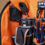 Klein Tools 62482 Tool Backpack, Tool-Station Pro Heavy-Duty Organizer with 27 Pockets, Large Interior, Molded Bottom, Electrician Tool Bag
